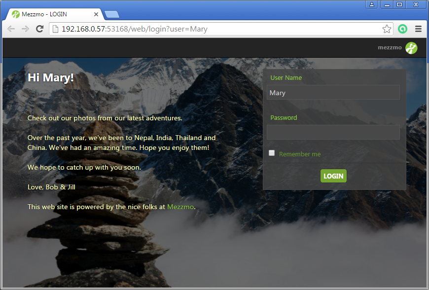 Mezzmo Web Interface - Homepage